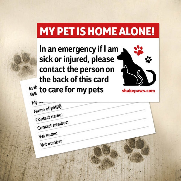 Shake Paws’ Home Alone Pet Safety Card, Christmas gifts, birthday gifts, ICE