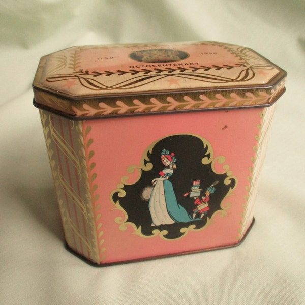 Tea Caddy / Vintage / rustikale Zinn / Gedenk / Carlisle Octocentenary 1158-1958 / 50er / Regency Stly design