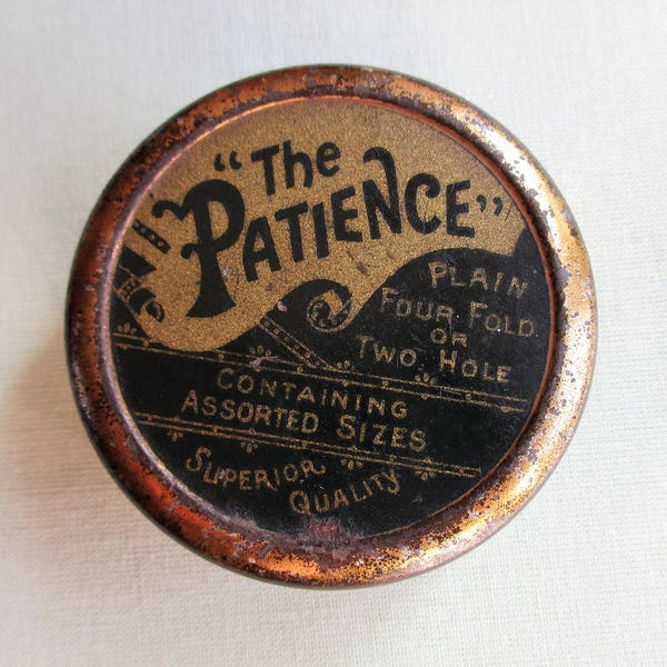Vintage Zinn / viktorianischen / Boot Taste Zinn / "The Patience" / antikes Zinn / Pre 1900 / Trinket tin / dekorative Zinn