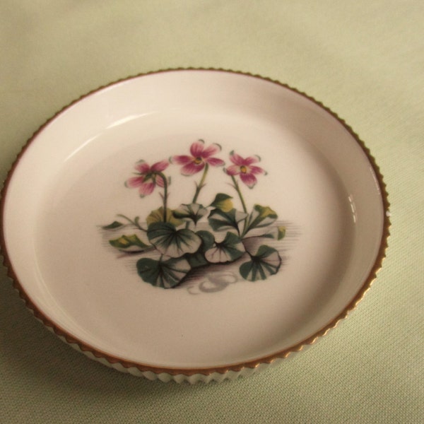 Royal Worcester / Porzellan / Pin Tray / Trinket Tray / Coaster / Cyclamen Muster / edged