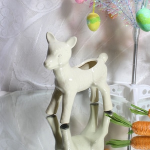 Heavy Ceramic Lamb, White Sheep Planter, Succulent Pot Planter, Spring ecoration