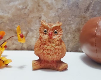 Búho miniatura de resina con ojos saltones, material para manualidades, decoración de Halloween, decoración de otoño.