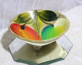 Cuenco de arcilla, plato decorativo de arte popular, firmado, hecho en México.