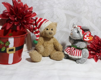 Un juego de 2 peluches, un oso y un ratón TY Beanie Babies