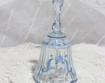 Campana Fenton de cristal azul para madre, regalo para el Día de la Madre, firmada por N. Wagner.