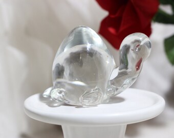 Pisapapeles de tortuga de vidrio soplado transparente, figura decorativa de vidrio para jardín.