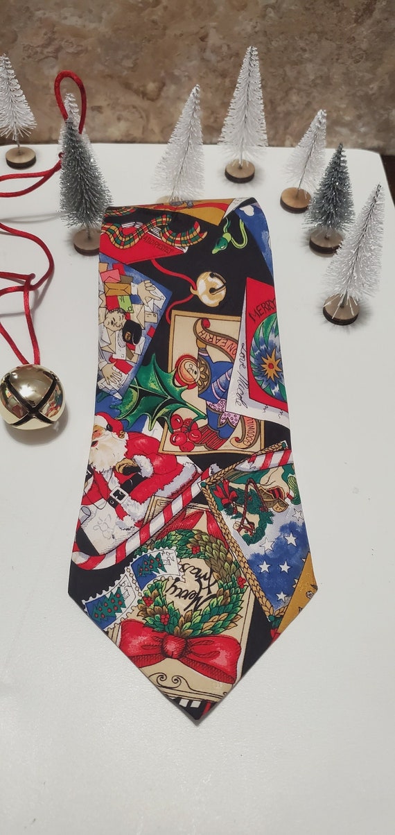 Vintage 1994 Silk Christmas Necktie, Nicole Miller