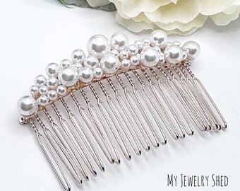 Pearl Wedding Comb, Bridal Hair Comb, Bridal Hair Accessory, Wedding Hair Piece, Updo Bridal Hair Clip, Faux Pearl and Gold Hair Comb