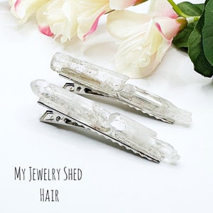 Quartz Hair Clip, Goddess Hair Clip, Wedding Hair Accessories, Womens Hair Style Clips, Fairycore Cosplay, Gemstone Hair Accessory, Set of 2