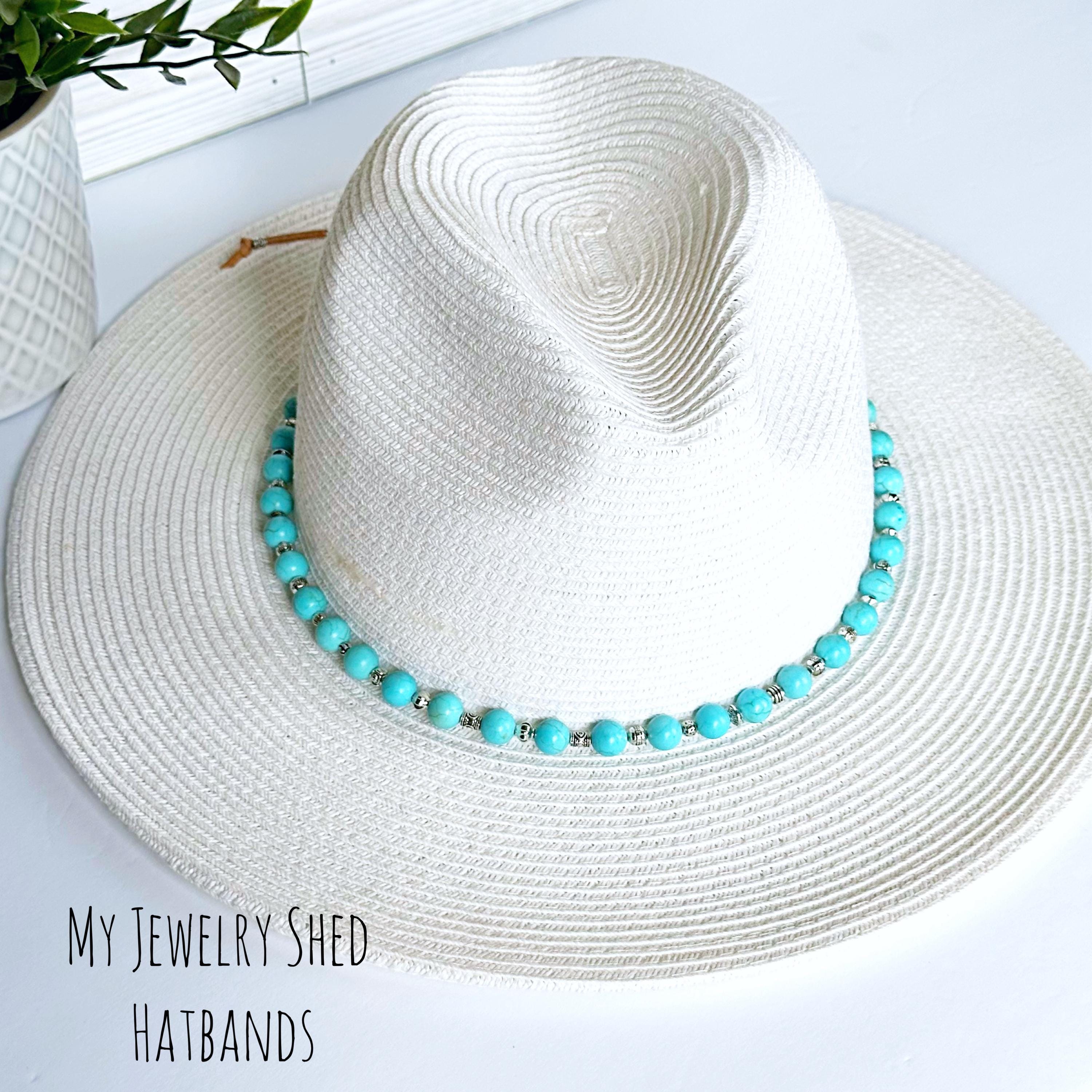 Handmade Cowboy Hat Band with Turquoise and Howlite Beads concho villa main image 4