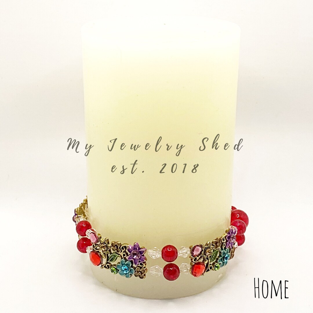 Beaded Pillar Candle Ring 3 Candle Wreath Christmas Etsy