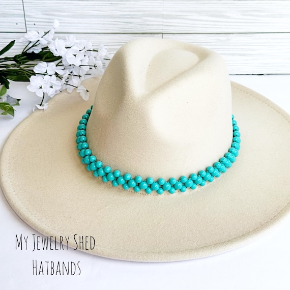 Turquoise Acrylic Bead Hatband: Handwoven Country Western  display picture 3
