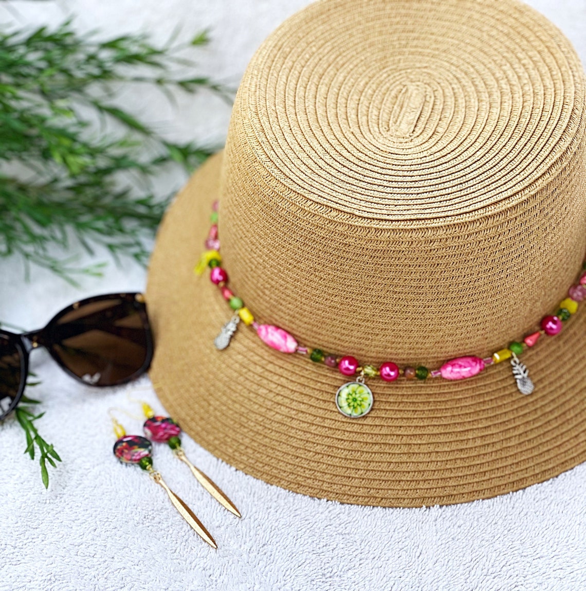 Tropical Beaded Hat Band/hat Jewelry/hat Decor/sun Hat Etsy