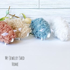 Wool Christmas Sheep Ornament, Standing Lamb Figurine, Pastel Sheep Ornament, Farmhouse Animal Decor, Cute Christmas Gift for Sheep Lover