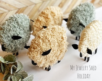 Wool Sheep Figurine: Farmhouse Holiday Decor