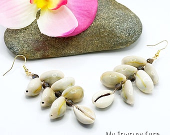 Cowrie Shell Earrings: Boho Beach Jewelry, Statement Earrings