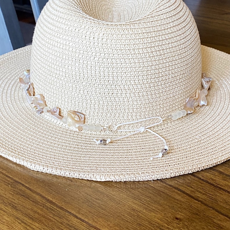 Natural Shell Beaded Hat Band, Hat Jewelry, Hat Decor, Beach Hat Band ...