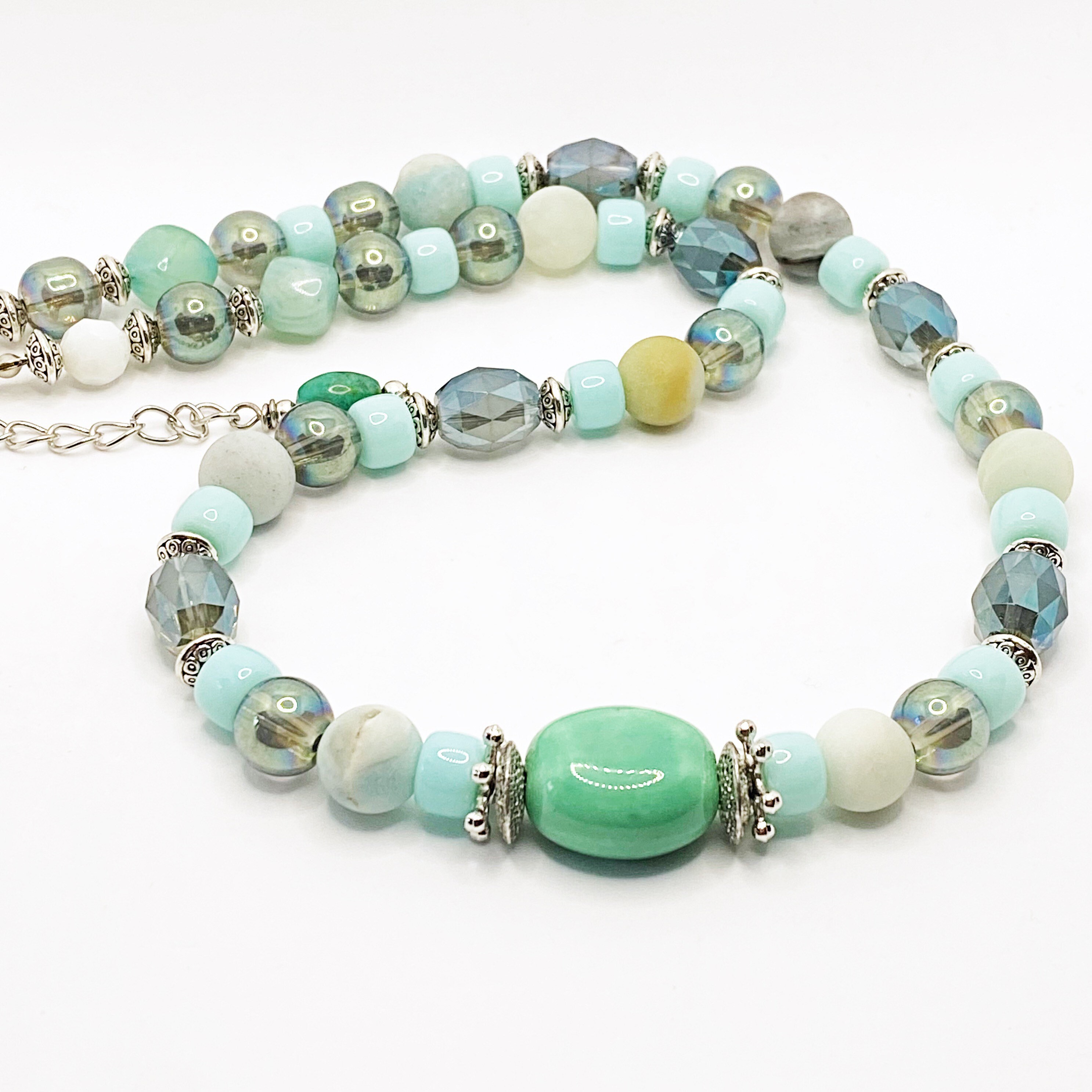 Blue Sky Amazonite and Quartz Necklace Gemstone Necklace Etsy