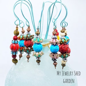 Fairy Garden Lantern Plant Stakes, Fairy Wands, Garden Decor, 8”Indoor/Outdoor  Beaded Totems, Garden Lover Gift, Christmas Gift for Mom