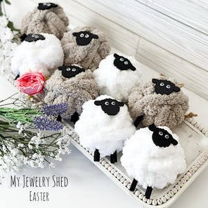 Wool Easter Sheep Ornament, Soft Yarn Easter Sheep, Cute Hanging Ornament, Easter Basket Filler, Farmhouse Decor, Gift for Sheep Lover