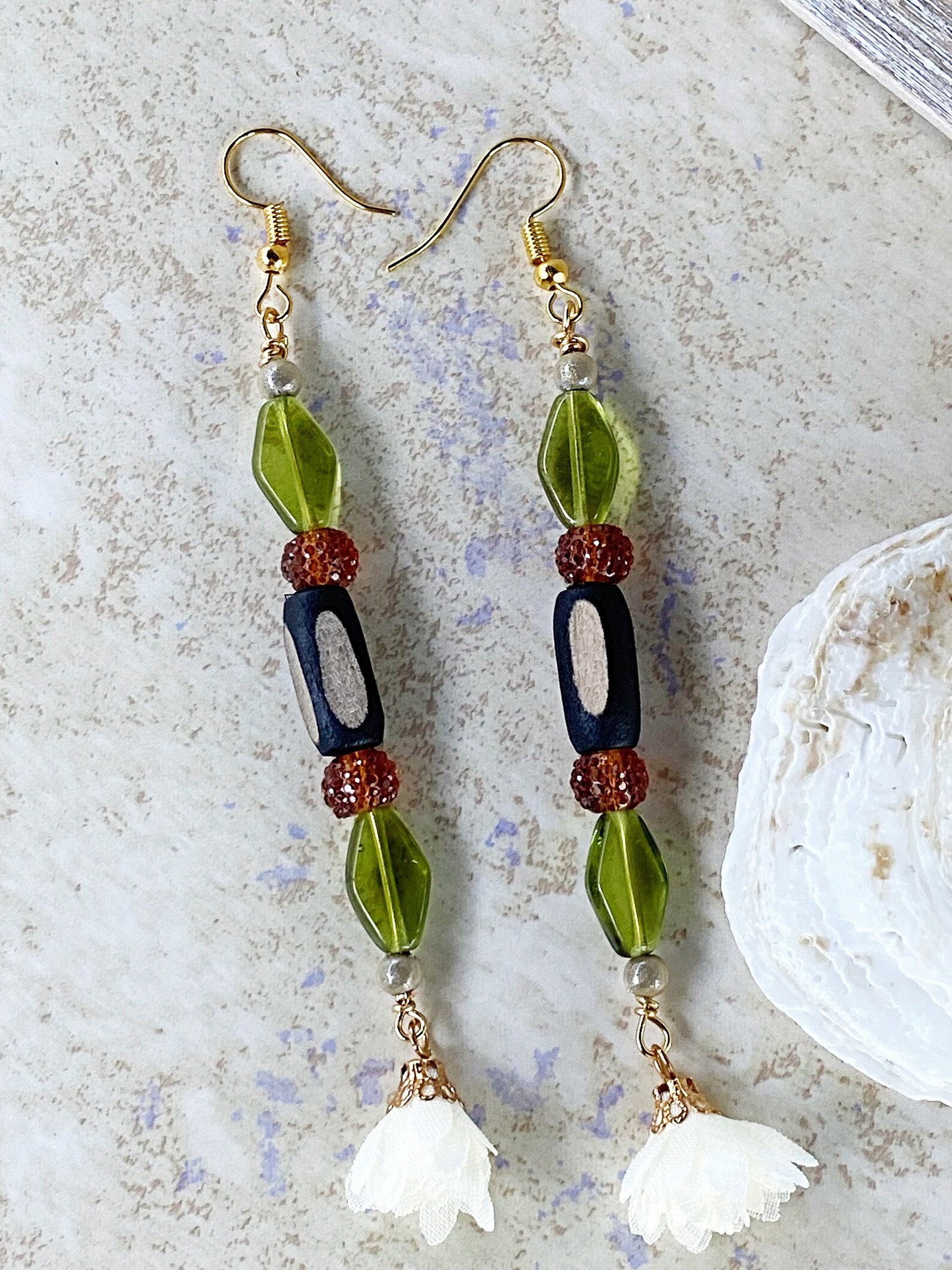 Natural Wood Carved Earrings/India Style Earrings/Green Etsy