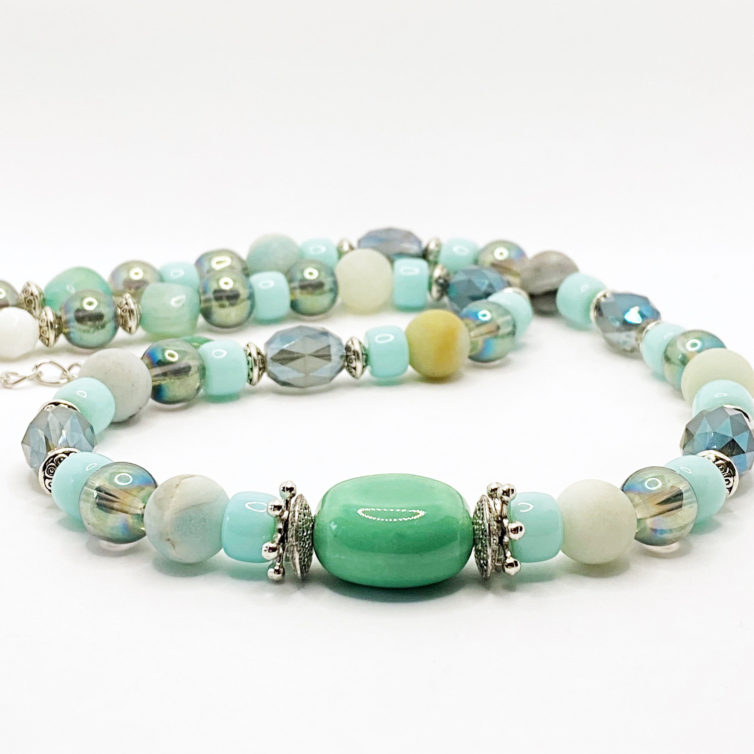 Blue Sky Amazonite and Quartz Necklace Gemstone Necklace - Etsy
