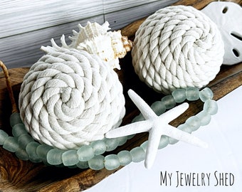 Natural Nautical Rope Ornament Ball, Wreath Attachments, Dough Bowl Filler, Vase Fillers, Coastal Beach Home Decor, Tiered Tray Decor, 4"