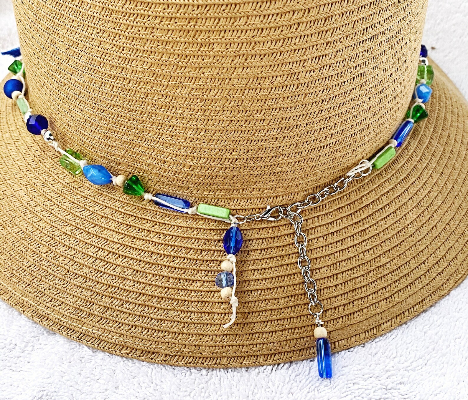 Beaded Hat band/Hat Jewelry/Hat Decor/Sun Hat Band/Handknotted Etsy