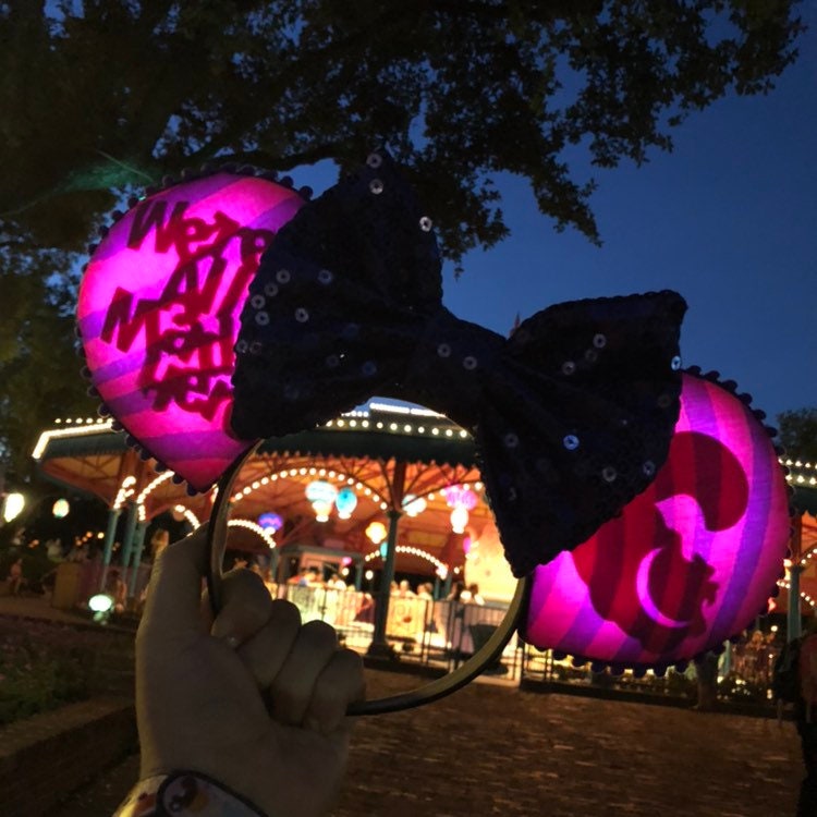 Alice in Wonderland Cheshire silhouette light up Disney-inspired Mick…
