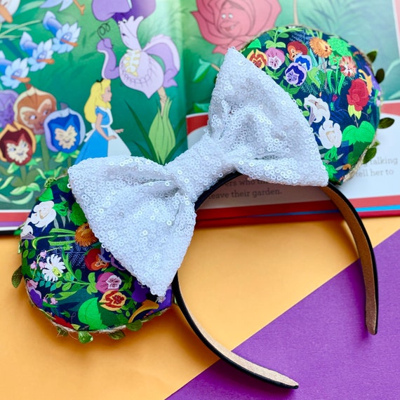 Handmade Yellow Floral Cotton Mouse Ears - One Size Light Blue Fabric Bow Headba Light Blue Fluffy Mouse Ears - Etsy main image 3