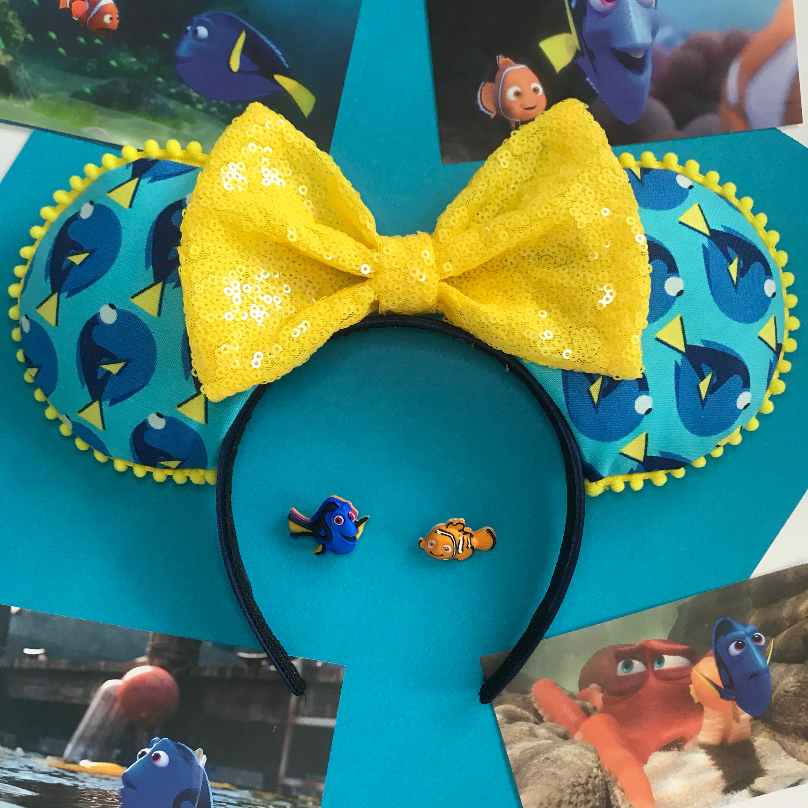 Dory Mickey Ears Sparkly Blue Minnie Mouse Ears Dory Mouse Ears Inspired  main image 3
