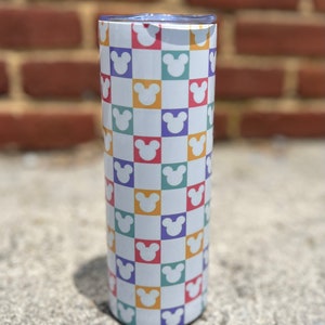 Checkered  Mickey head inspired tumbler