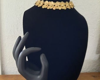 1950s RARE Diseñador Vintage Napier Collar de gargantilla de metal en tono dorado y conjunto de pulseras