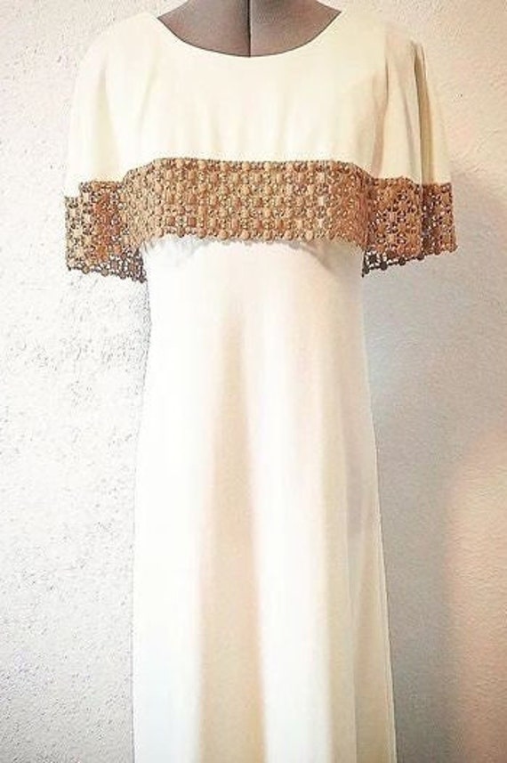 1970s Pralines and Cream  Polyester Maxi Dress