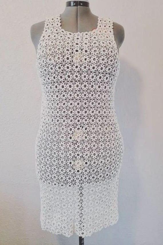 1960s Cotton Crochet Summer Dress, Swimwear Cover 