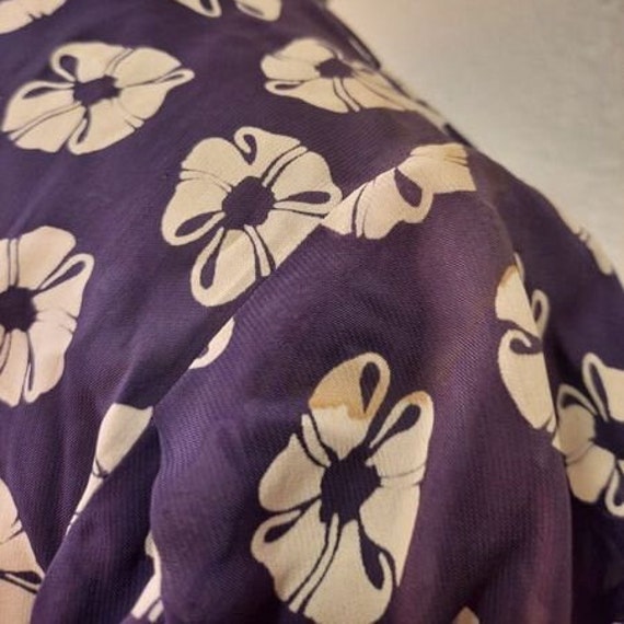 1940s Chiffon Purple Floral printed Summer Dress - image 7