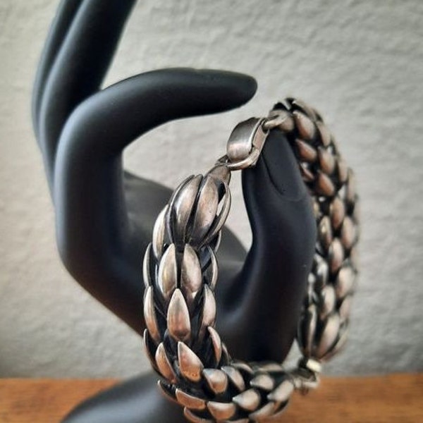 1950s unique Designer Napier Silver plated "Wheat Chain" Bracelet