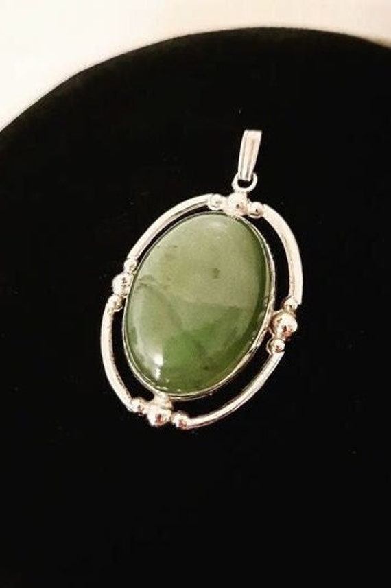 1950s Uncas Sterling Silver Jade Pendant