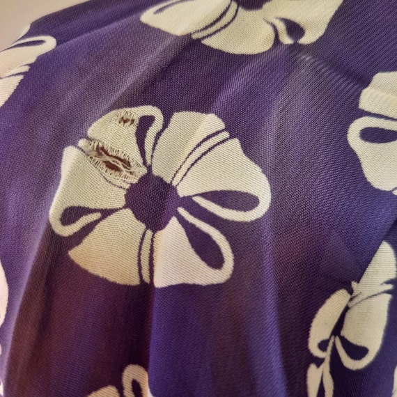 1940s Chiffon Purple Floral printed Summer Dress - image 5