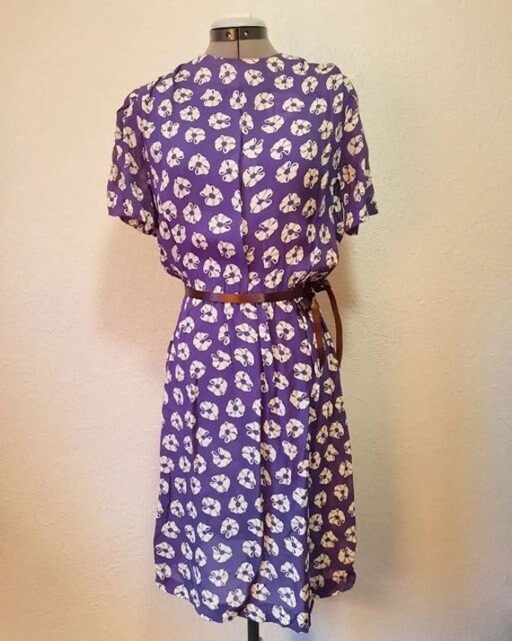 1940s Chiffon Purple Floral printed Summer Dress - image 1