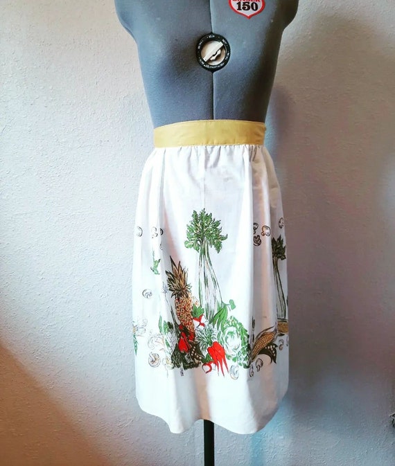 1950s Vegetables Novelty Print Apron