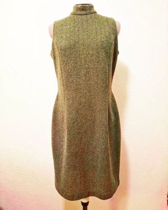 1970s Cotton/Poly Green Robe Sheath Dress