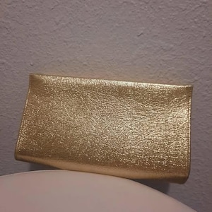1960s Vintage Mid Century Gold Faux leather Gold Clutch Purse