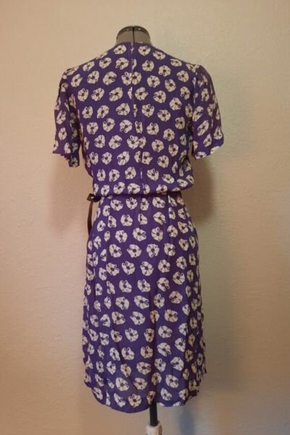 1940s Chiffon Purple Floral printed Summer Dress - image 2