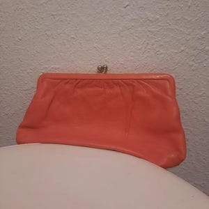 1960s Vintage Mid Century Orange Kunstleder Clutch Geldbörse