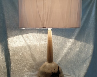 A Unique and beautifully Crafted Table Lamp in Solid Burr/Burl Oak