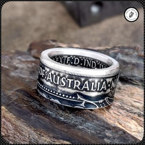 Australian Sterling Silver Crown Coin Ring 1937
