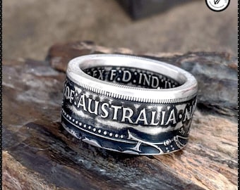 Australian Sterling Silver Crown Coin Ring 1937
