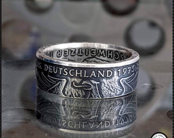 1975 5 Deutsche Mark German Coin Ring