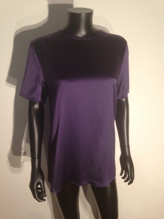 CHANEL - Purple Silk Satin Blouse